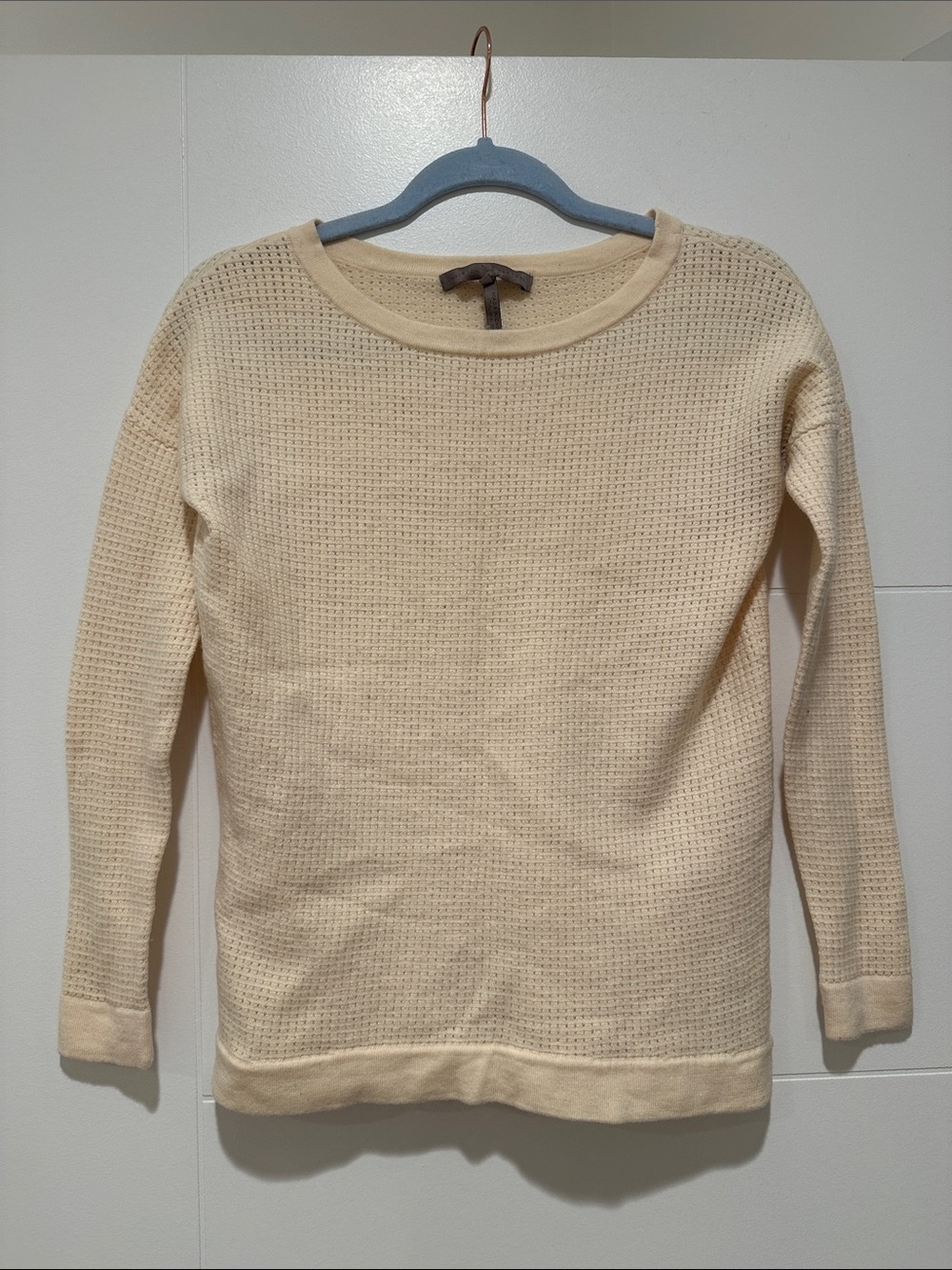 Halston Heritage Cream Waffle-Knit Crewneck Sweater